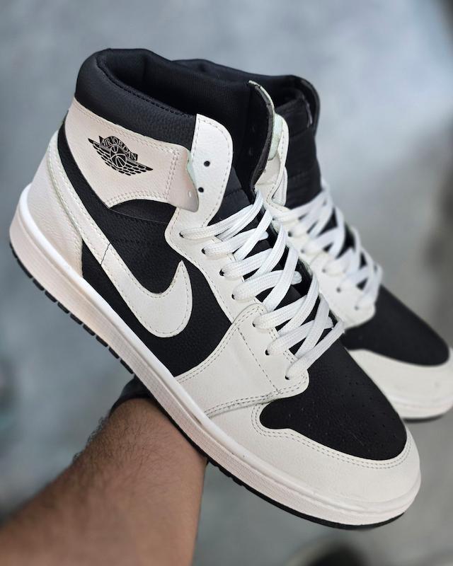 کتونی جردن ۱ ساقدار سفید مشکی Nike jordan