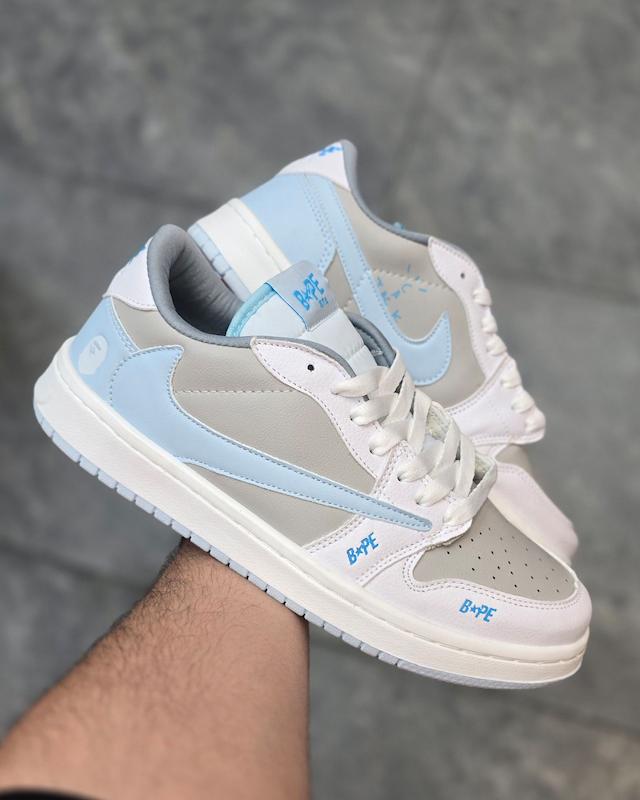 کتونی نایک جردن تراویس بیپ طوسی ابی Nike jordan travis bape