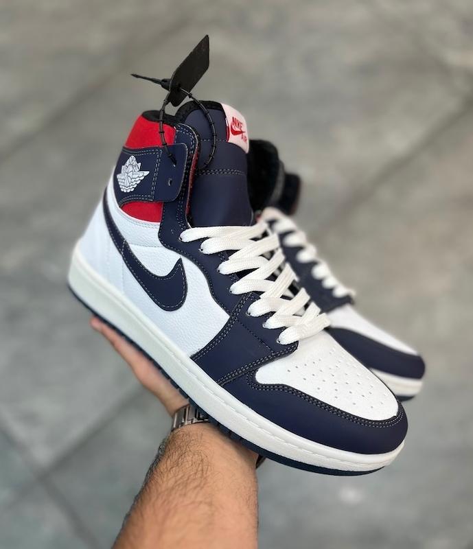 جردن سرمه ای سفید ساقدار Nike jordan