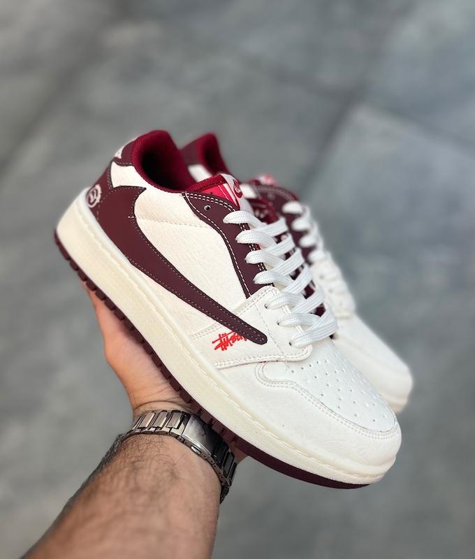 کتونی جردن تراویس کرم زرشکی کد ۲۲۵۱ Nike jordan travis