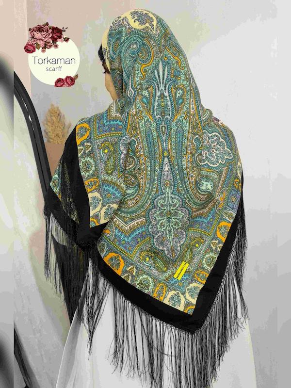 روسری ترکمن اصیل پشمي كد۲۴۳