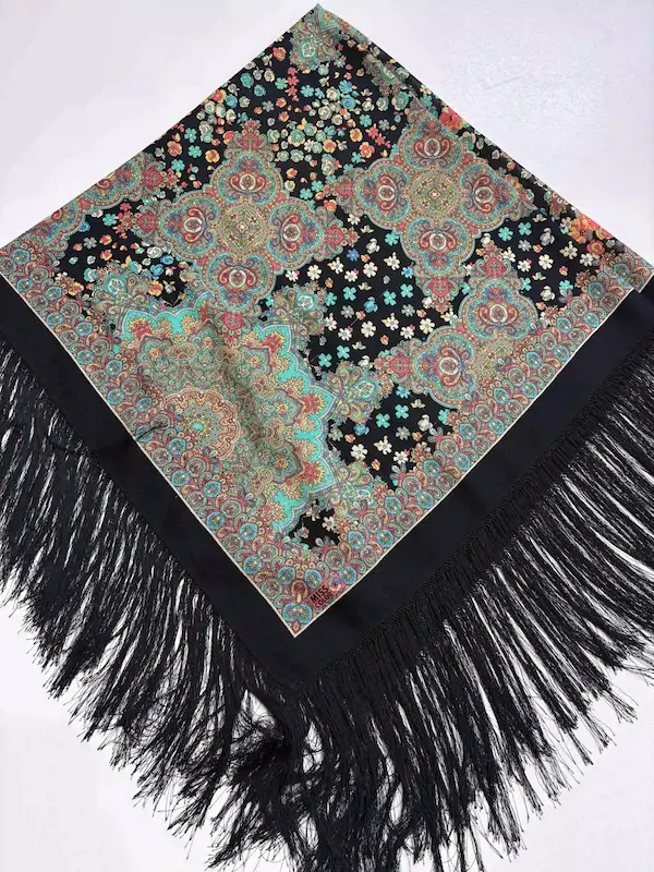 روسری ترکمن پشم نازک ریشه ابریشم 