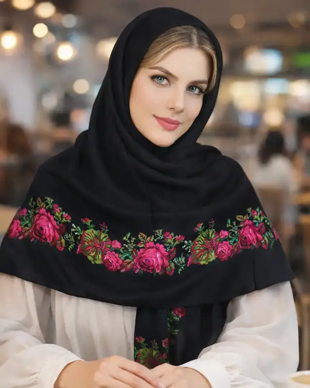 روسری نخی مشکی برند روسیه شال 