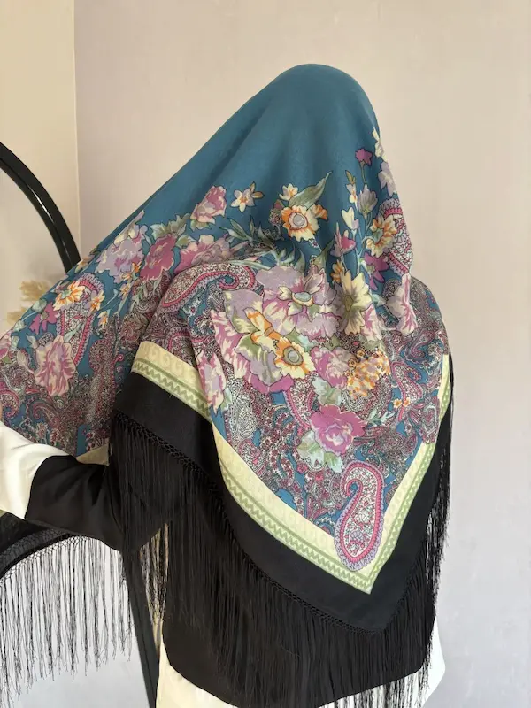 روسری ترکمن اصیل پشمي كد۱۴۷