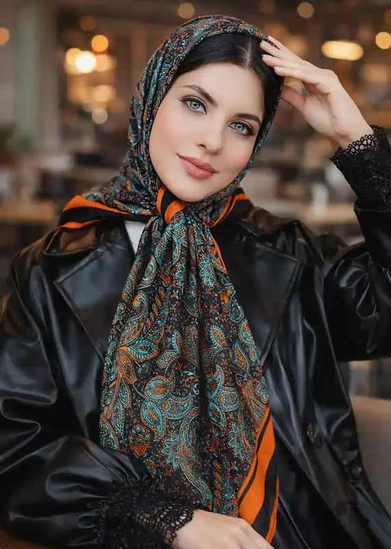 روسری نخی قواره بزرگ مینی اسکارف روسری مجلسی