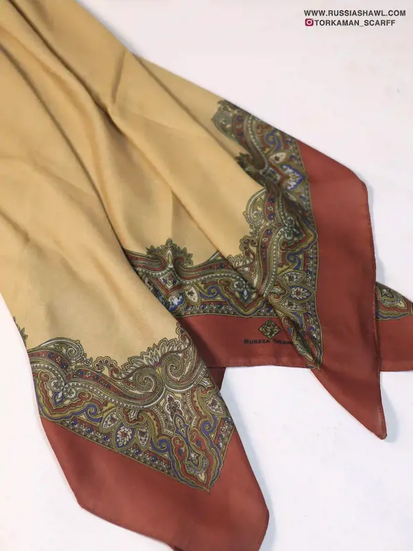روسری نخی نسکافه ای روسری نخی زنانه طرحدار ساده برند سنتی