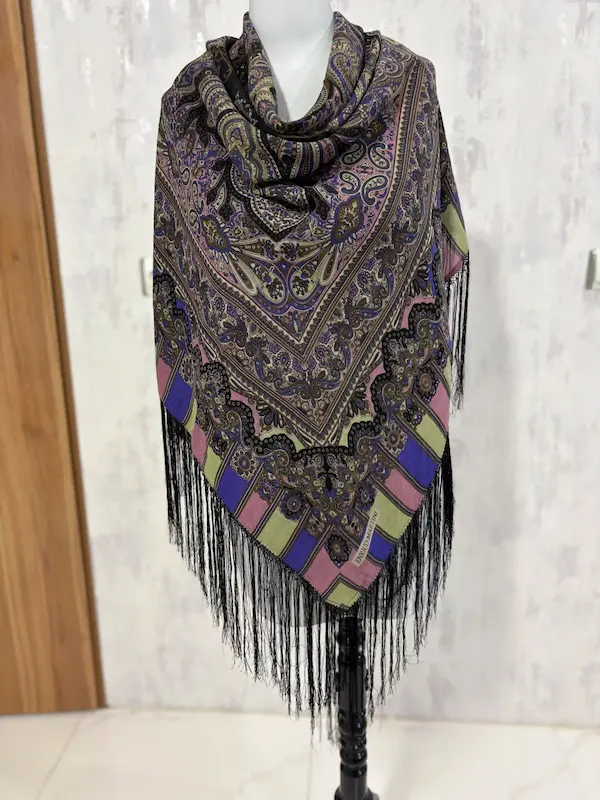 روسری ترکمن اصیل پشمي كد۲۰۳