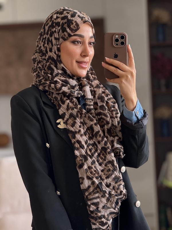 شال پلیسه پلنگی وارداتی