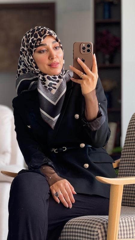 روسری کشمیر جناقی دبل فيس پلنگي