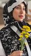روسری ابریشم سفید مشکی