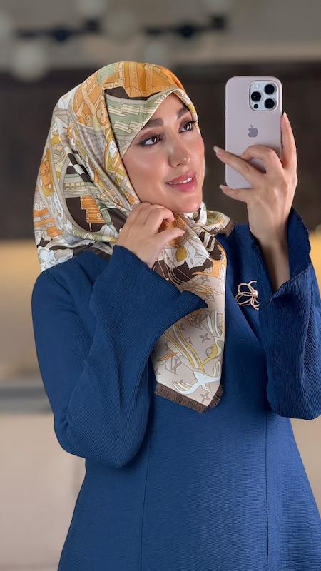 روسري ابريشم ريشه دار ۹۰