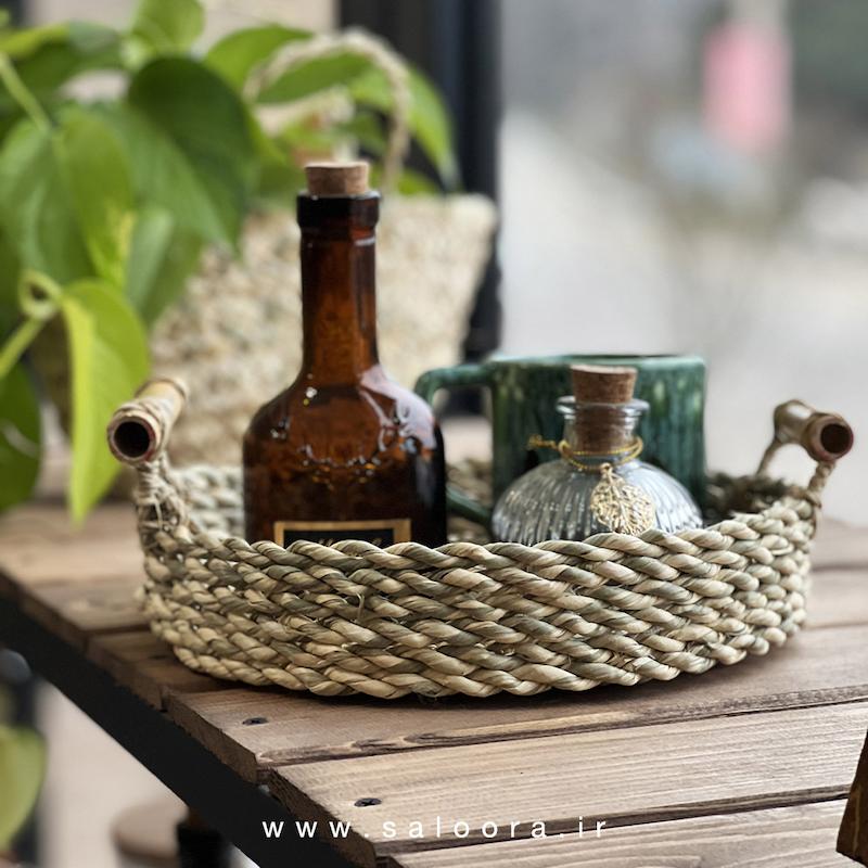 سبد حصیری دسته بامبو