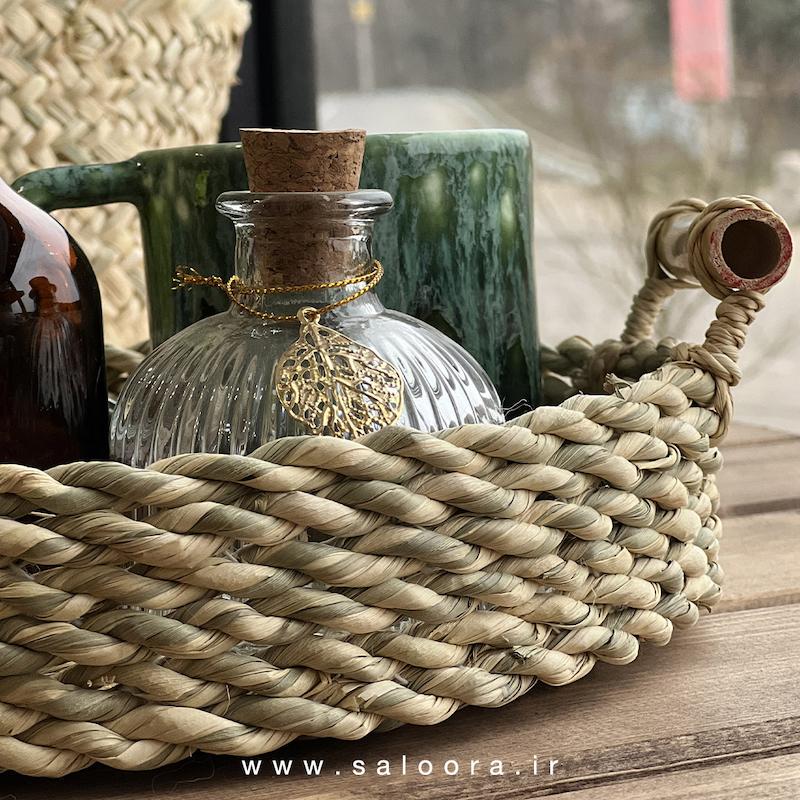 سبد حصیری دسته بامبو