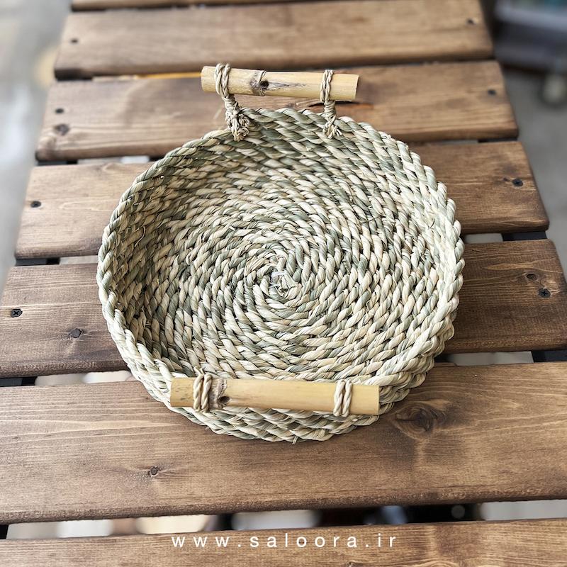 سبد حصیری دسته بامبو