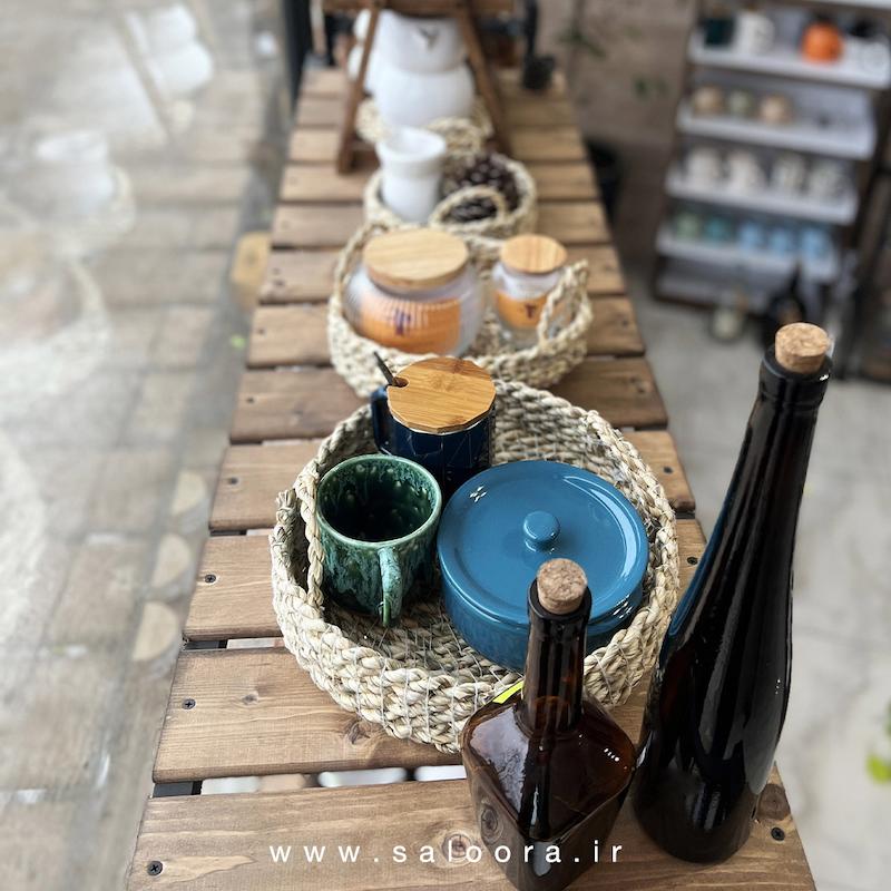 سبد دسته دار سه تکه حصیری