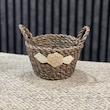 سبد حصیری قهوه ای طرح گل مدل دسته دار