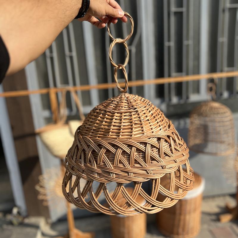 لوستر حصیر چوبی مدل طرح دار