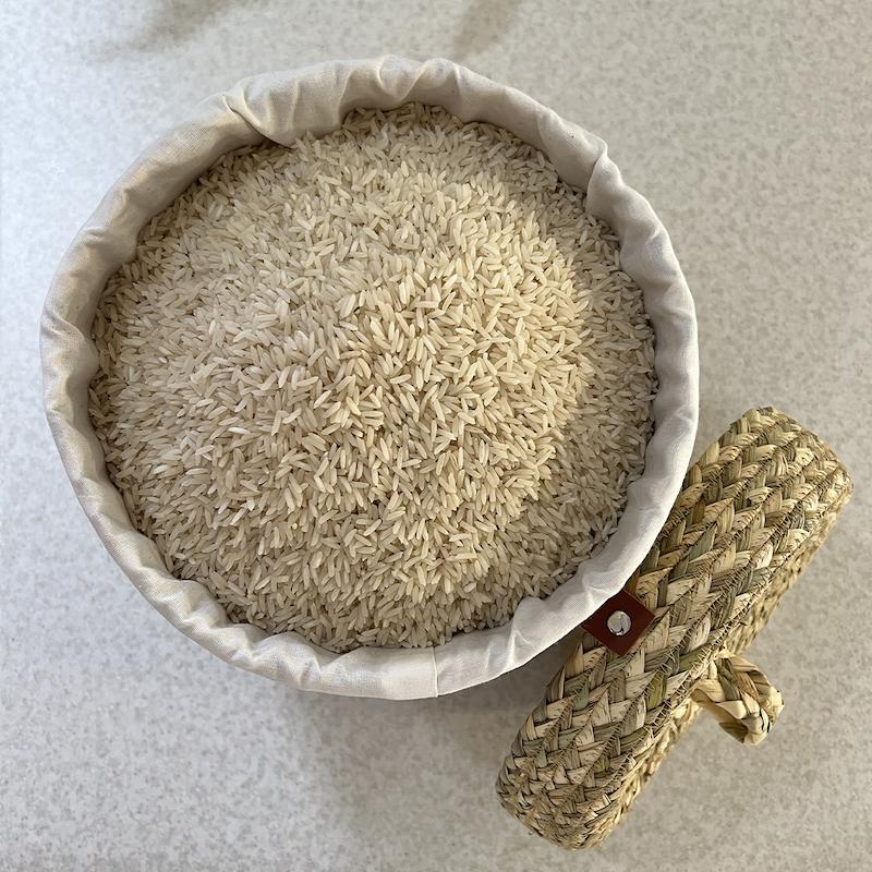 سطل برنج حصیری با کاور پارچه ای