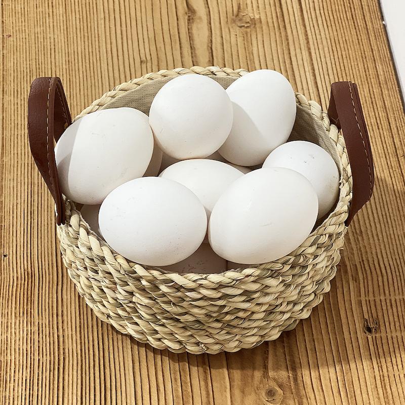 سبد حصیری دایره مدل دسته چرمی