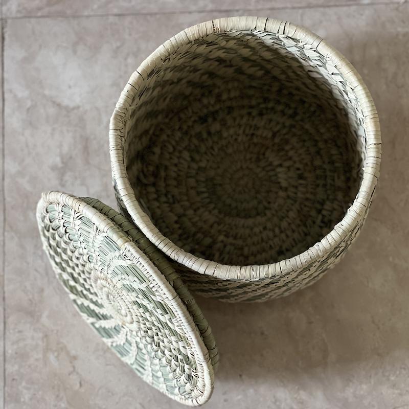 سطل برنج حصیری کپوبافی مدل گندمی استوانه