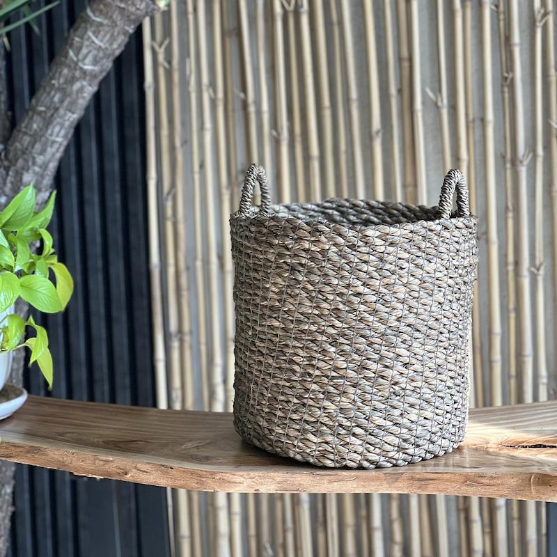 سطل دسته دار حصیری قهوه ای