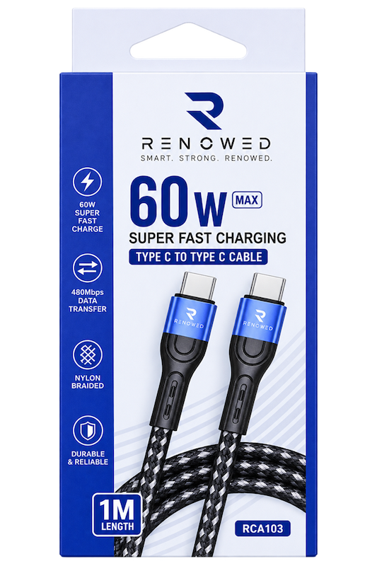کابل تایپ C پکدار RENOWED RCA103 | فست شارژ