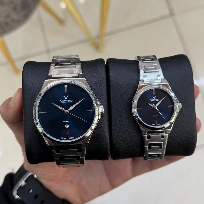 ست ساعت مچی اورجینال زنانه و مردانه ویکتور VICTOR 5703-5704