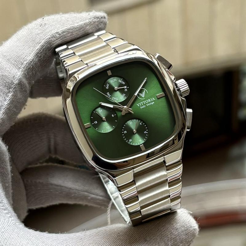 ساعت ویتوریا مربعی مردانه سه موتوره رفرانس VT3185