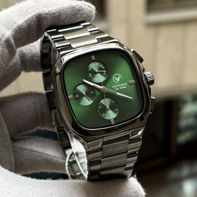 ساعت ویتوریا مربعی مردانه سه موتوره رفرانس VT3185