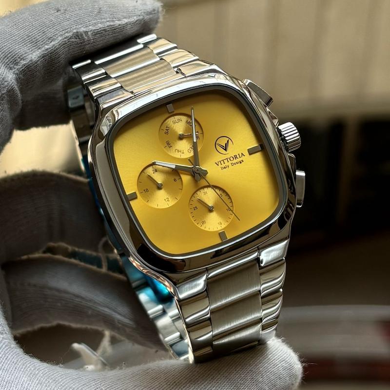 ساعت ویتوریا مربعی مردانه سه موتوره رفرانس VT3185