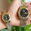 ست ساعت مچی زنانه رولکس مدل دیت جاست بند استیل دو رنگ کد1055