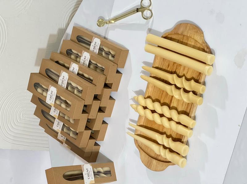 پک شمع قلمی دوتایی کرم استخوانی