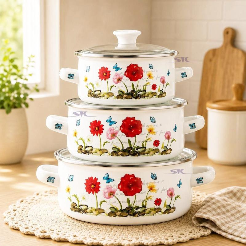 مینی قابلمه لعابی طرح گل و پروانه
