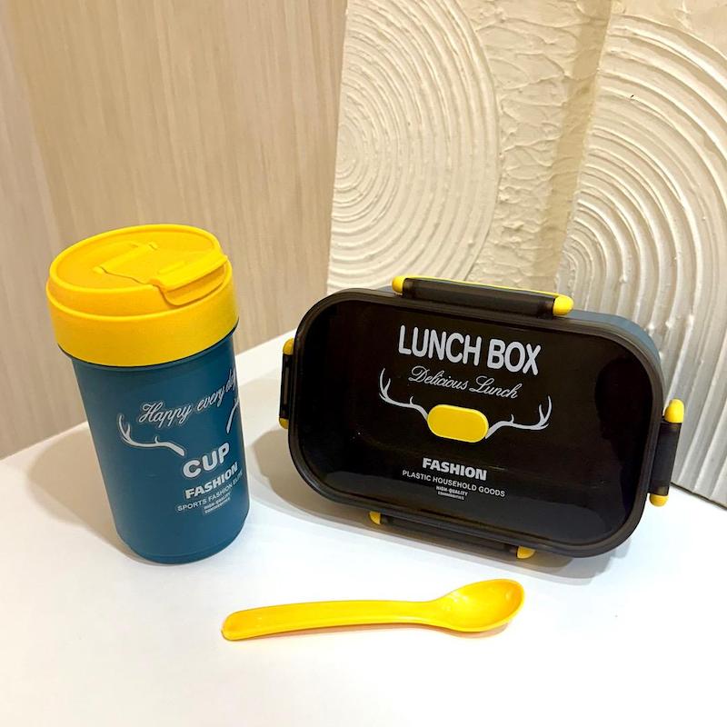 ظرف غذا و قمقمه یک طبقه همراه قاشق