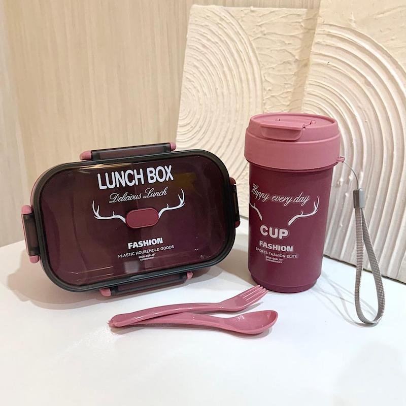 ظرف غذا و قمقمه دو طبقه همراه قاشق چنگال