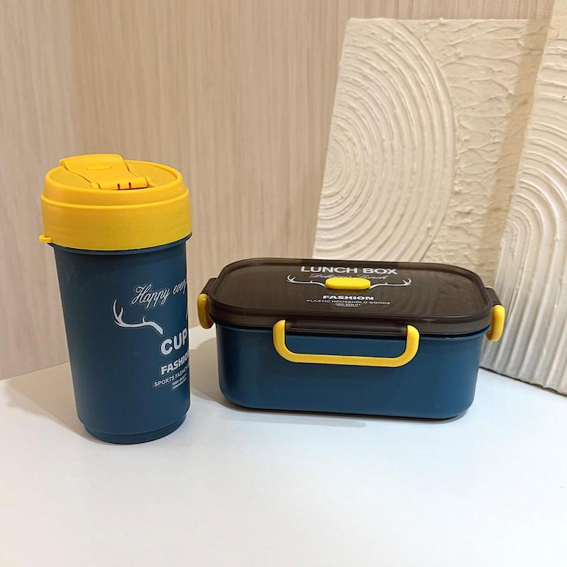 ظرف غذا و قمقمه دو طبقه همراه قاشق چنگال