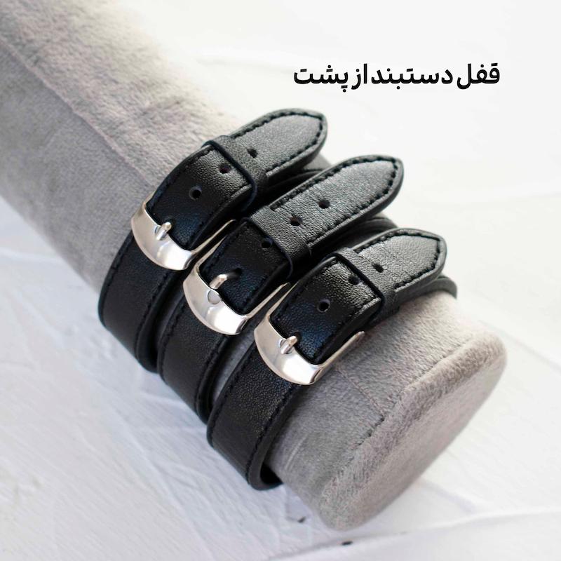 دستبند چرم و نقره مدل کمربندی 1