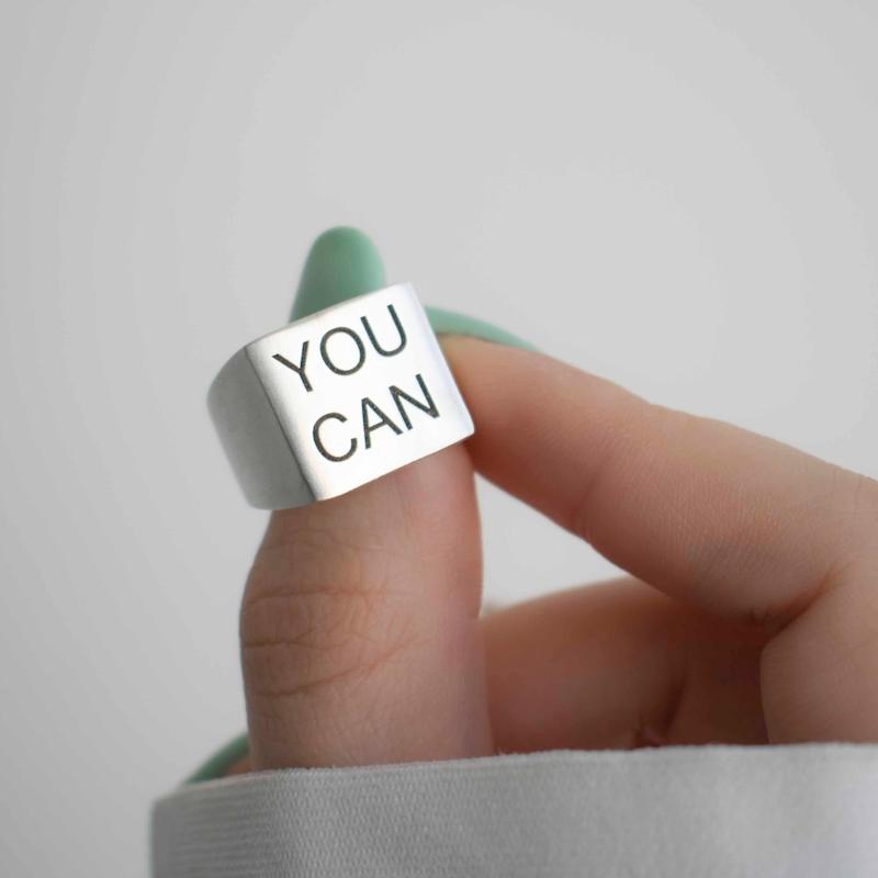 انگشتر نقره مربعی you can
