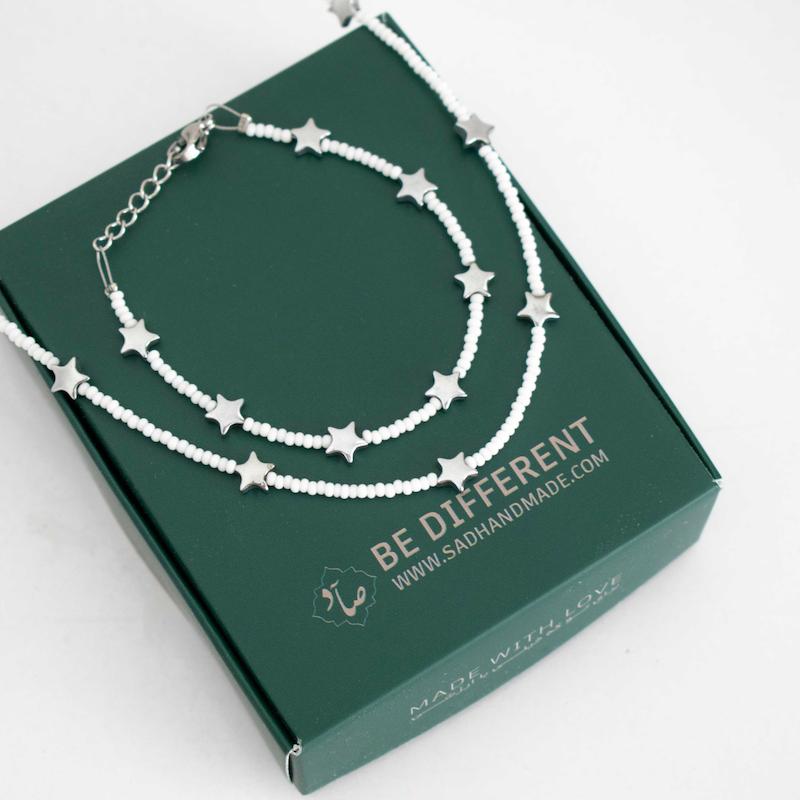 گردنبند و دستبند ستاره و منجوق استیل