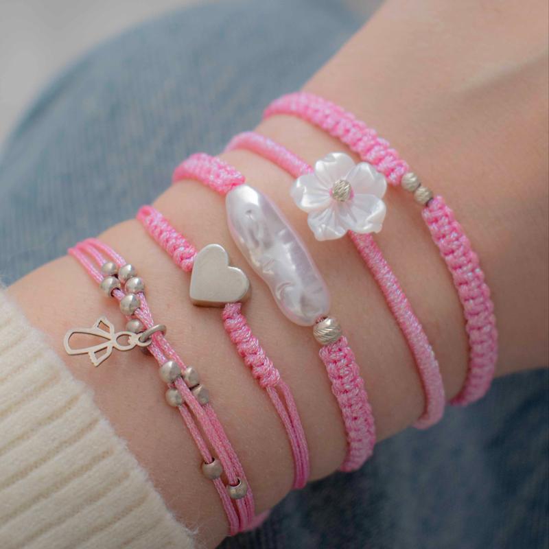 دستبند پالت صورتی نقره 925 عیار