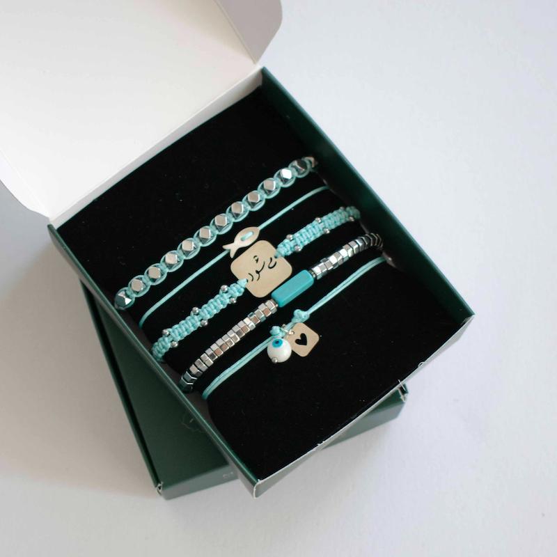 دستبند پالت آبی-نقره ای / نقره 925 عیار