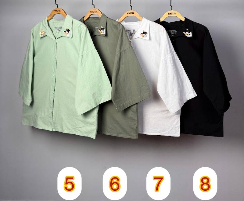 شومیز آستین کوتاه یقه گربه (Cat) - کد 102