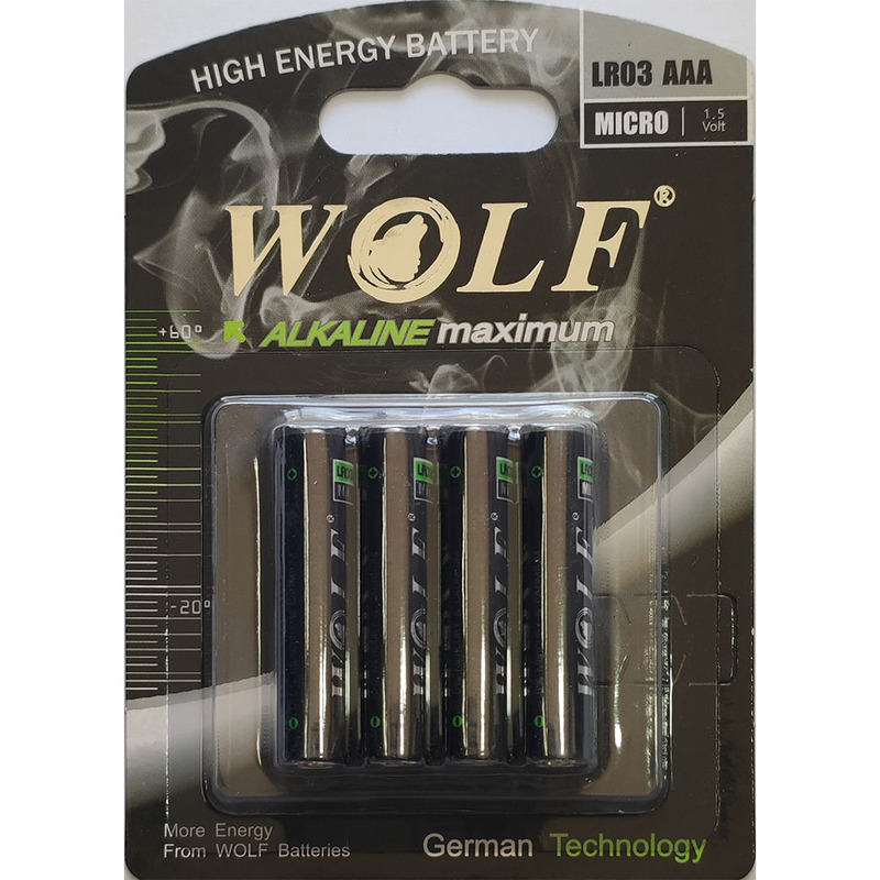  باتری نیم قلم ولف WOLF مدل ALKALINE LR03 AAA