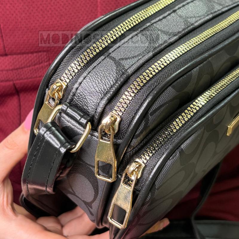 کیف زنانه پاسپورتی سه زیپ طرح برند کوچ