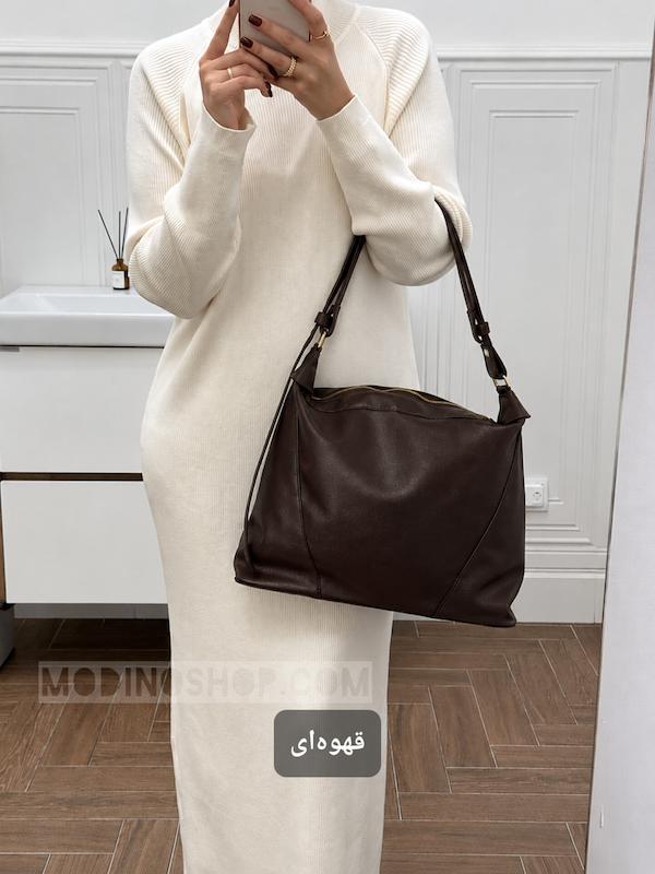 کیف بزرگ و جادار چرمی زنانه قهوه ای