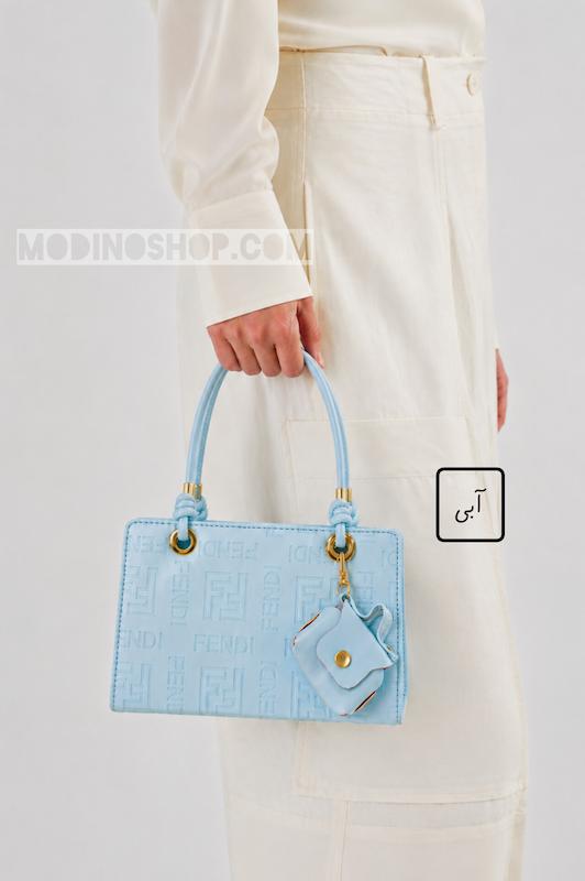 کیف زنانه دسته گره آویزدار آبی