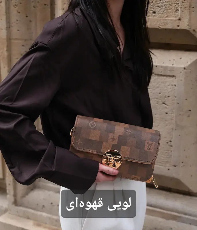 کیف زنانه پاسپورتی دو محفظه منتیا طرح لویی ویتون قهوه ای