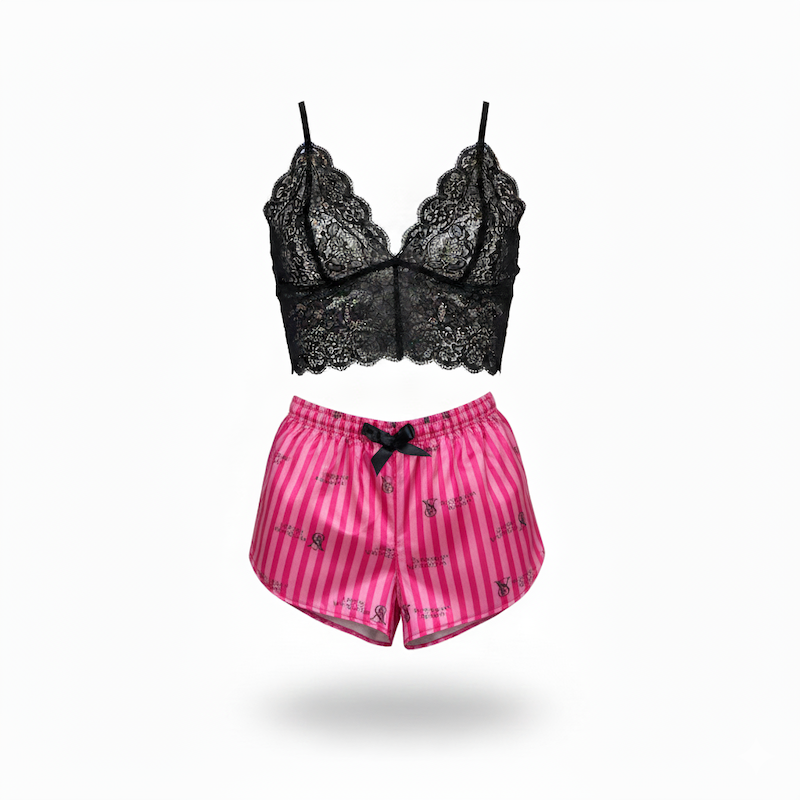 ست نیم تنه گیپور و شلوارک طرح ویکتوریا سکرت 102