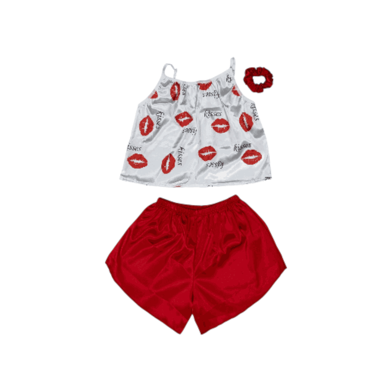 ست تاپ و شلوارک طرح بوسه 062