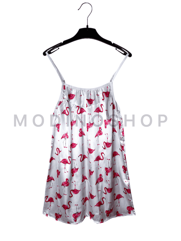 پیراهن ساتن طرح فلامینگو 255